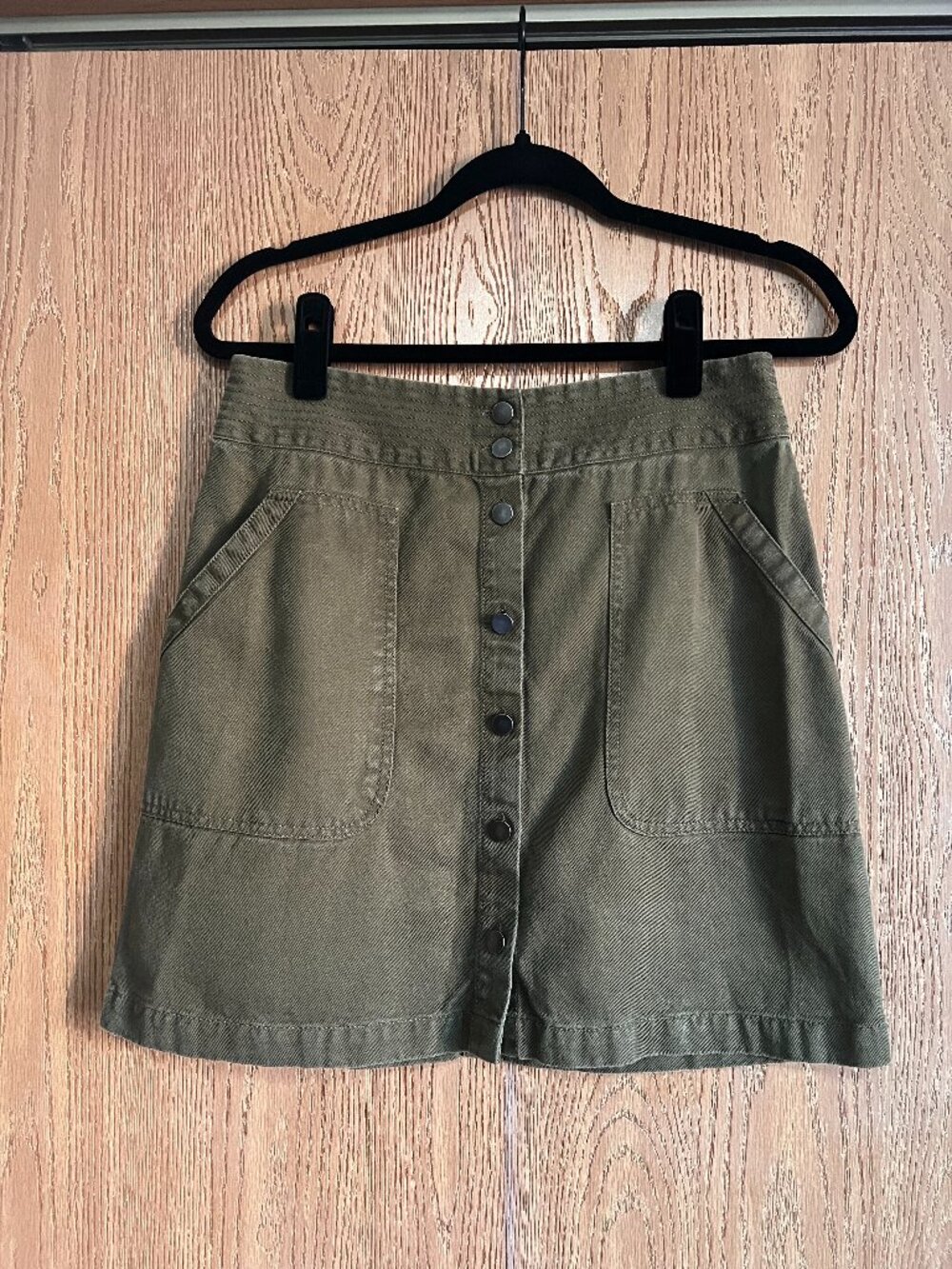 Banana Republic Olive Green Button-Front Utility Mini Skirt